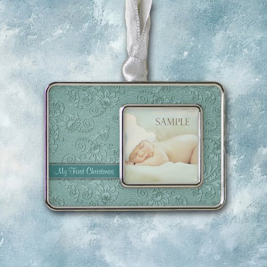 アクアフローラスワールベビー初めてのクリスマス シルバープレートフレームオーナメント