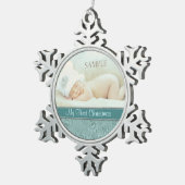 アクアフローラスワールベビー初めてのクリスマス スノーフレークピューターオーナメント (右)