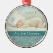アクアフローラスワールベビー初めてのクリスマス メタルオーナメント (正面)