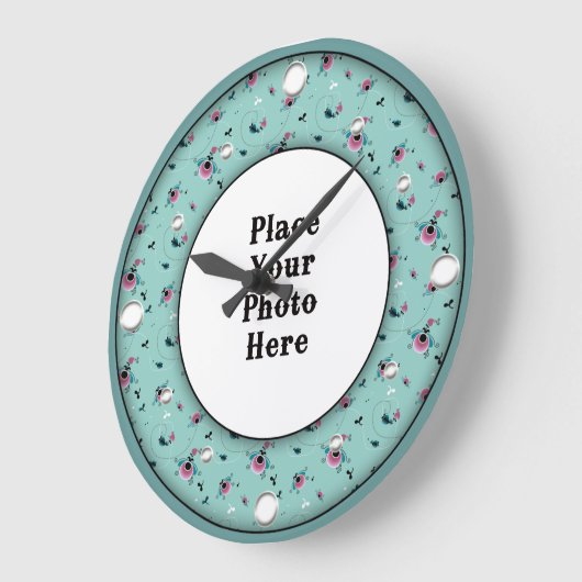 アクアフローラフレームあなたのフォトウォール時計 ラージ壁時計 (傾斜)