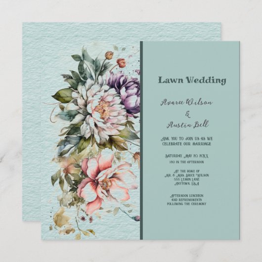 アクアフローラロ結婚ーン 招待状 (正面/裏面)