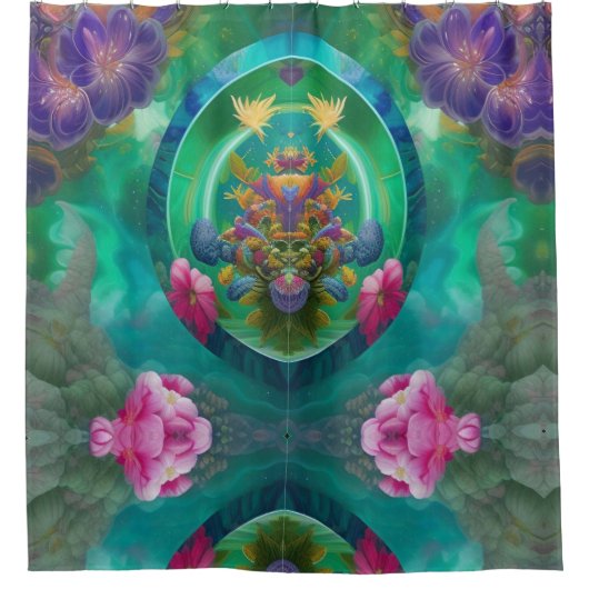 アクアフローラ抽象芸術水中庭園 シャワーカーテン (正面)