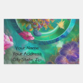 アクアフローラ抽象芸術水中庭園 長方形シール (正面)