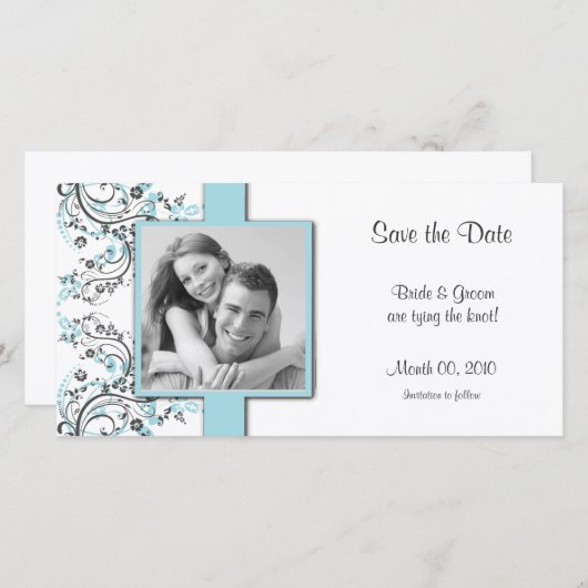 アクアフローラ日付の写真カードを保存 セーブザデート (正面/裏面)