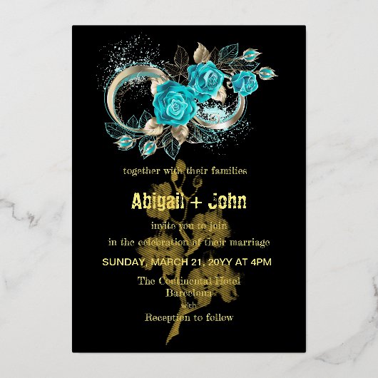 アクアフローラ結婚ズ 箔招待状 (正面)