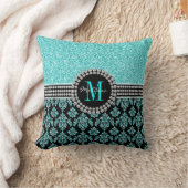 アクアブガーリールーグリッターモノグラムダマスク名 クッション (ブランケット)