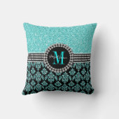 アクアブガーリールーグリッターモノグラムダマスク名 クッション (裏面)