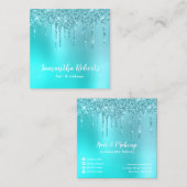 アクアブスタイリッシュルーミントグリッターがヘア&化粧 スクエア名刺 (正面/裏面)