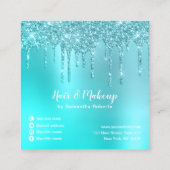 アクアブスタイリッシュルーミントグリッターがヘア&化粧 スクエア名刺 (裏面)