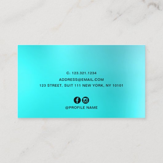 アクアブスタイリッシュルーミントグリッターがヘア&化粧 名刺 (裏面)