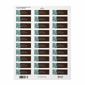 アクアブラウンホワイトダマスク差出人住所ラベル ラベル (フルシート)