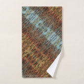 アクアブラウンマスタードオレンジパターン（の模様が）ある抽象芸術 バスタオルセット (ハンドタオル)