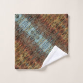 アクアブラウンマスタードオレンジパターン（の模様が）ある抽象芸術 バスタオルセット (ウォッシュタオル)