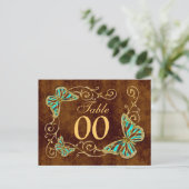 アクアブラウン金ゴールドテーブル番号 ポストカード (スタンド正面)