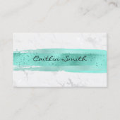 アクアブラシストローク銀白色フォイル大理石 名刺 (正面)