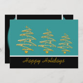 アクアブラックのクリスマスツリーパーティー 招待状 (正面/裏面)