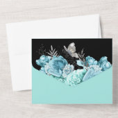 アクアブラックシルバーグラムバタフライバラフローラチック オールインワン招待状 (裏面)