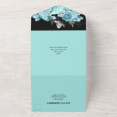 アクアブラックシルバーグラムバタフライバラフローラチック オールインワン招待状 (外側)