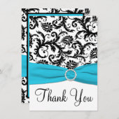 アクアブラックホワイトダマスクサンキューカード サンキューカード (正面/裏面)