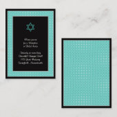 アクアブラック水玉模様バルミツワー披露宴カード エンクロージャーカード (正面/裏面)