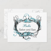 アクアブラック&ホワイトシック・ビジネスサンキューカード ポストカード (正面/裏面)