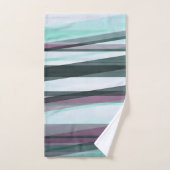 アクアブルゴーニュとグレーの半透明層 バスタオルセット (ハンドタオル)