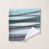 アクアブルゴーニュとグレーの半透明層 バスタオルセット (ウォッシュタオル)