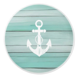 アクアブルーいかりフェイクウッドドロワ航海のーノブ セラミックノブ