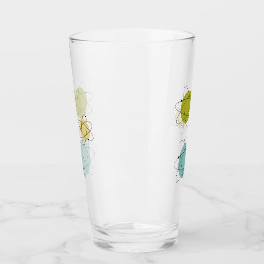 アクアブルーとイエローアトミックミッドセンチュリー タンブラーグラス (左)