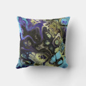 アクアブルーとオリーブグリーン大理石タイダイ クッション (裏面)