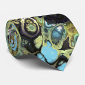 アクアブルーとオリーブグリーン大理石タイダイ ネクタイ (ロール)