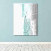 アクアブルーとグレーミニマル絵画リストの抽象芸術 キャンバスプリント (インサイチュ (ウッドフロア))