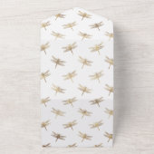 アクアブルーとゴールドの花柄ウェディング オールインワン招待状 (外側)