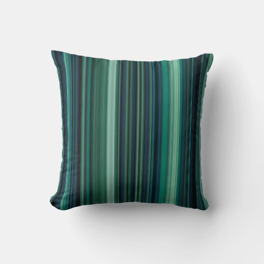 アクアブルーとティールのストライプ クッション (正面)