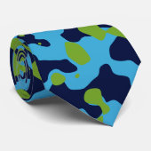 アクアブルーとネイビーの明るい緑の迷彩 ネクタイ (ロール)