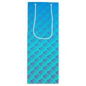 アクアブルーとパープルのマーメイド柄 ワインギフトバッグ (正面)