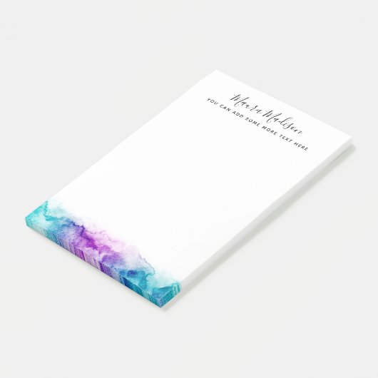 アクアブルーとパープルの水色のスプラッシュ縁ど ポストイット (アングル)