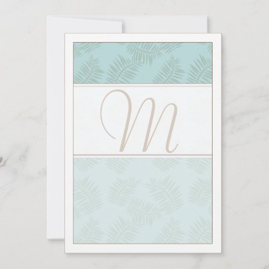 アクアブルーとブラウンの葉結婚式招待状 招待状 (裏面)