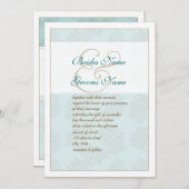 アクアブルーとブラウンの葉結婚式招待状 招待状 (正面/裏面)