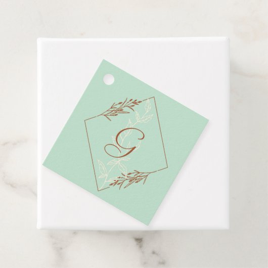 アクアブルーとブラウンサンキューメッセージカード フェイバータグ (インサイチュ)