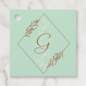 アクアブルーとブラウンサンキューメッセージカード フェイバータグ (正面)