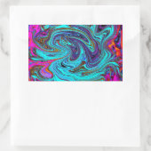 アクアブルーとブラックのグルービーな抽象的なレトロアート 長方形シール (バッグ)