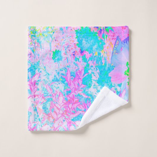 アクアブルーとホットピンクアジサイの風景 ウォッシュタオル (ウォッシュタオル)