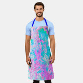 アクアブルーとホットピンクアジサイの風景 エプロン (着用した状態)