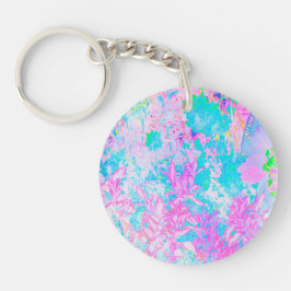 アクアブルーとホットピンクアジサイの風景 キーホルダー
