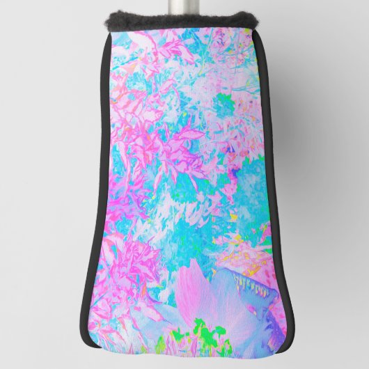 アクアブルーとホットピンクアジサイの風景 ゴルフヘッドカバー (回転90)