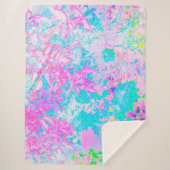 アクアブルーとホットピンクアジサイの風景 シェルパブランケット (正面)