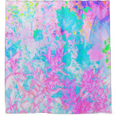 アクアブルーとホットピンクアジサイの風景 シャワーカーテン (正面)