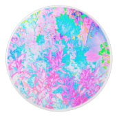 アクアブルーとホットピンクアジサイの風景 セラミックノブ (正面)