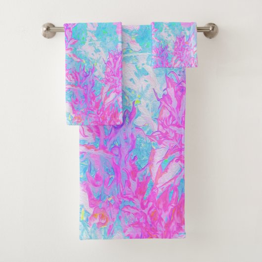 アクアブルーとホットピンクアジサイの風景 バスタオルセット (インサイチュ)